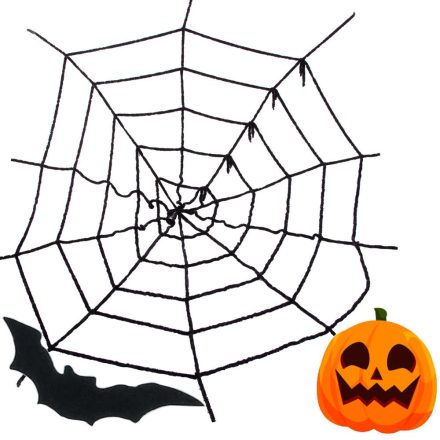 Nagyméretű Fekete Pókháló, Halloween Dekoráció, 90cm x 90cm